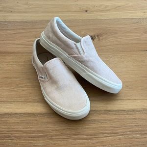 Suede pink vans slip ons